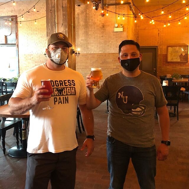 Our first taproom customers in over 3 months. Open 4-11pm tonight. #smilingwiththeireyes #besafe #wearamask #drinklocal